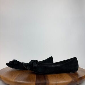 Womens Isa Tapia Black Suede Bow Slip On Ballet‎ Flats Shoes Size 36.5 US 6.5 M